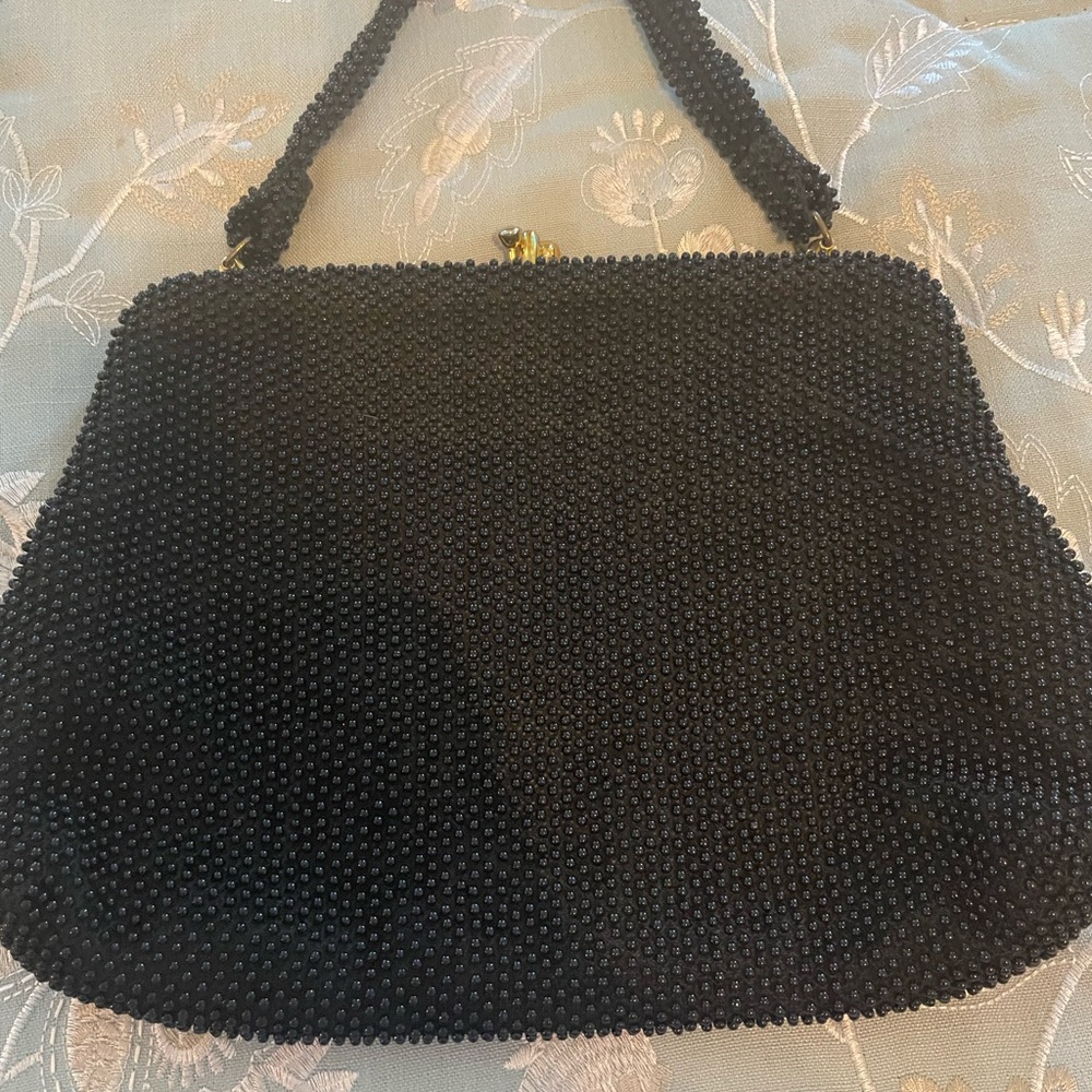 Black Beaded Corde’ Bead Vintage Bag - Picture 7 of 14